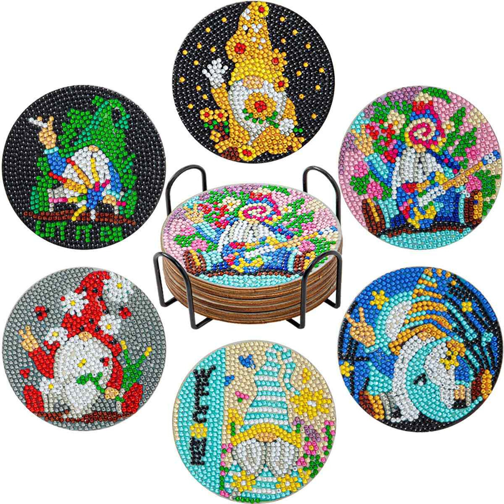 Gnomes 6-pack - Diamond Painting Coasters