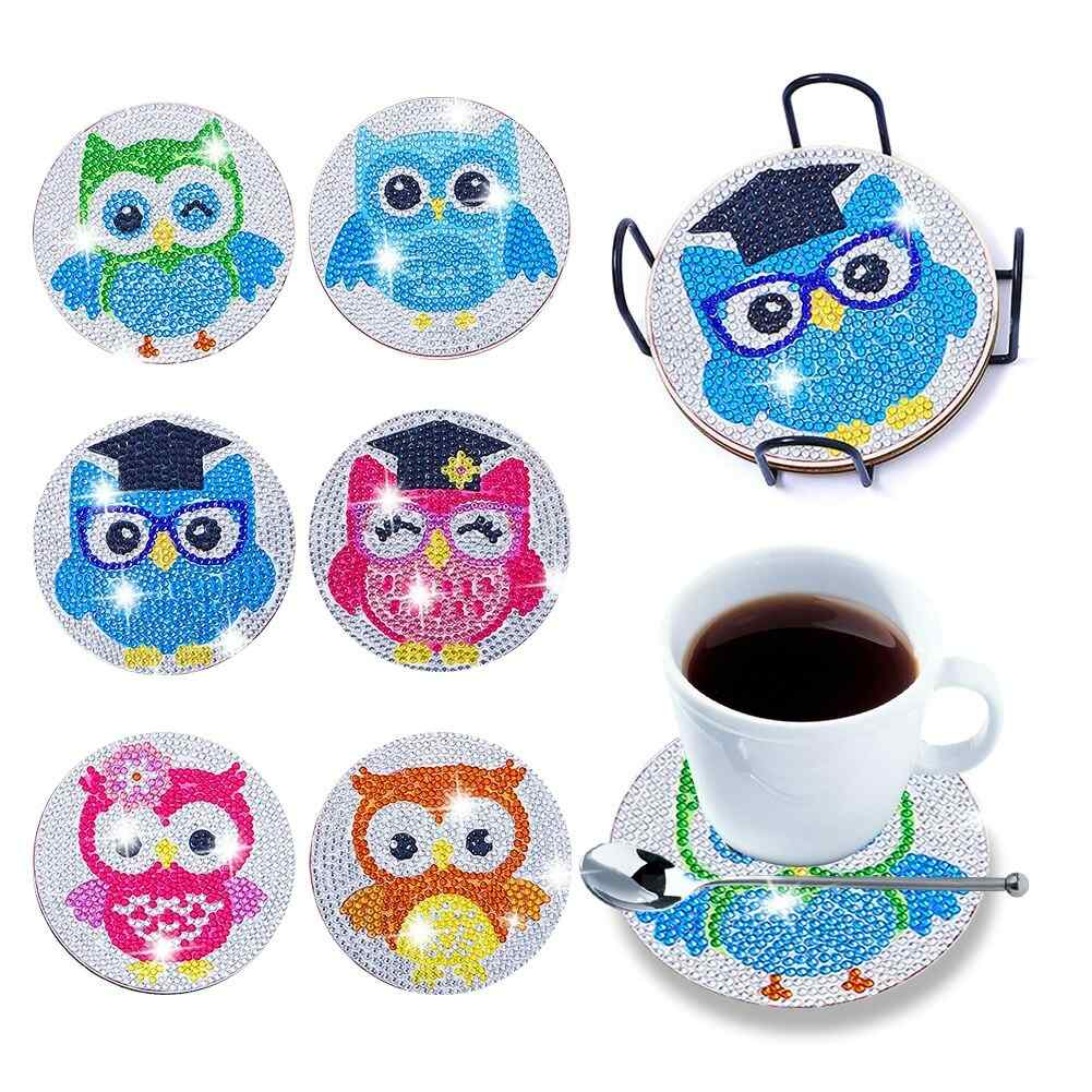 Owls 6-pack - Diamond Painting Coasters