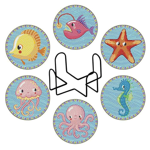 Sea Animals 6-pack - Diamond Painting Coasters