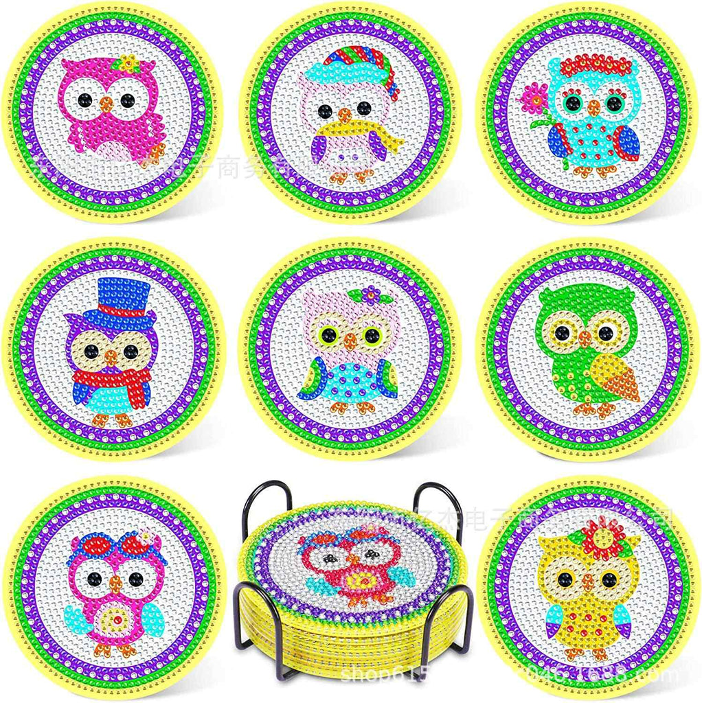 Owls 8-pack - Diamond Painting Coasters