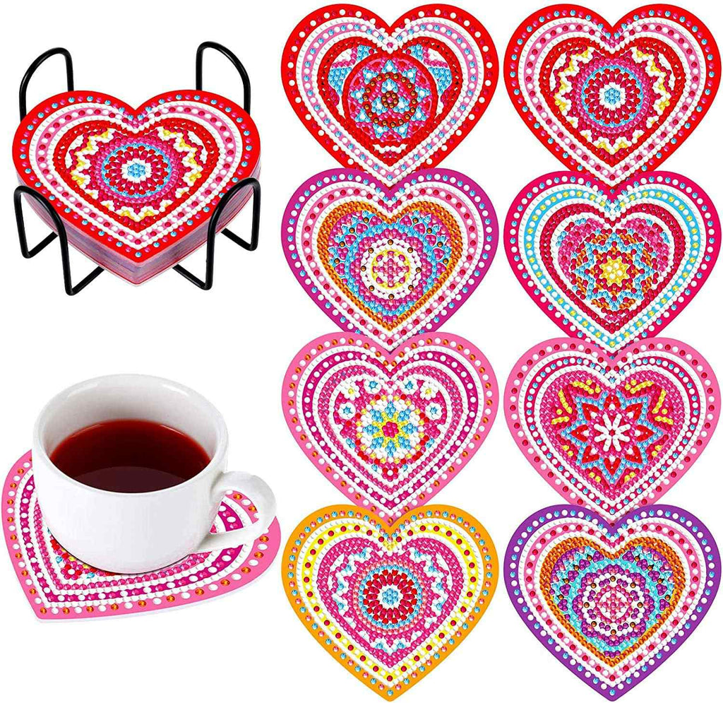 Hearts 8-pack - Diamond Painting Coasters