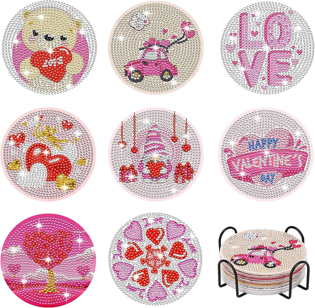 Valentine's 8-pack - Diamond Painting Coasters