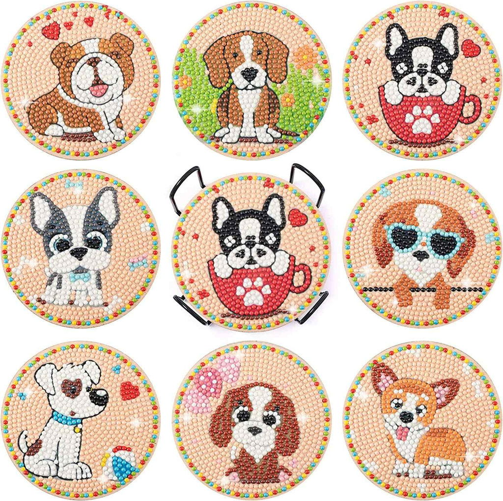 Dogs 8-pack - Diamond Painting Coasters