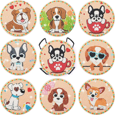 Dogs 8-pack - Diamond Painting Coasters