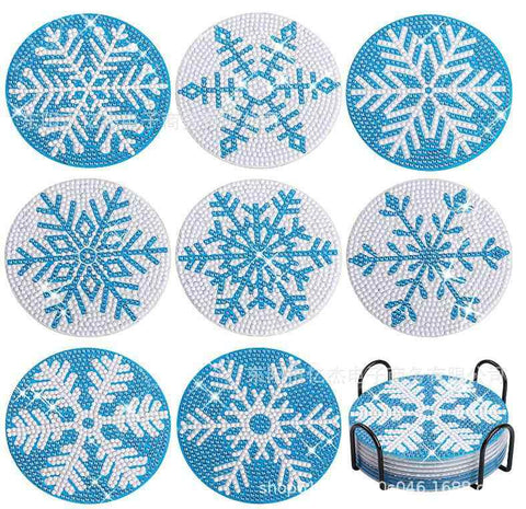 Snowflakes 8-pack - Diamond Painting Coasters