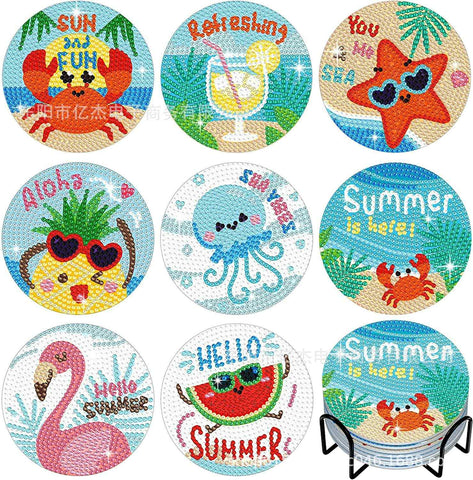 Summer 8-pack - Diamond Painting Coasters